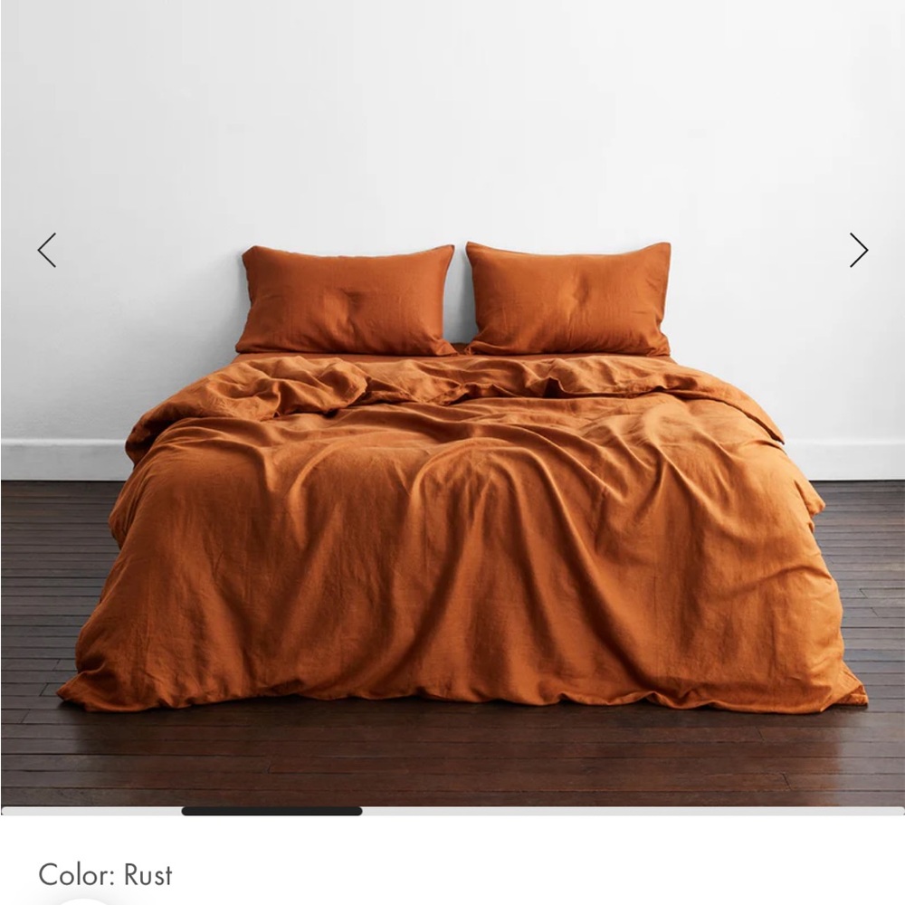 EUC 100% Linen Bed Threads Rust Duvet Cover - Picture 2 of 7
